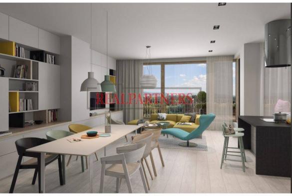 Nový 1+kk o ploše 36,1m + 2,1 m² balkon s výhledem k Vltavě.
