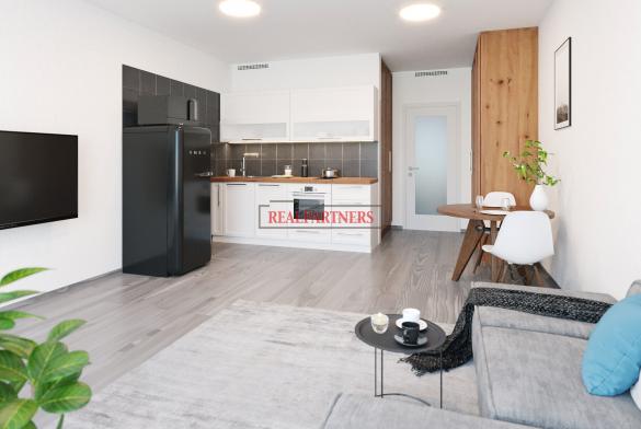 Novostavba bytu 1+kk o ploše 30,3m + 4,6 m² balkon ve výstavbě u Roztylského náměstí.