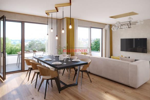 Novostavba bytu 3+kk o ploše 103,6 m² + 16,9 m² terasa ve výstavbě u Roztylského náměstí.