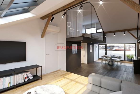 Nový mezonetový byt 3+kk o ploše 99,4 m² + 2x terasa 14,5 m² v historické části Žižkova.