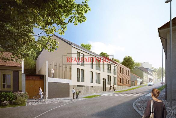 Nový, třípodlažní 4+kk o ploše 102,1 m² + 28,1 m² podkroví + 7,8 m² předzahrádka na Praze 6–Břevnově.