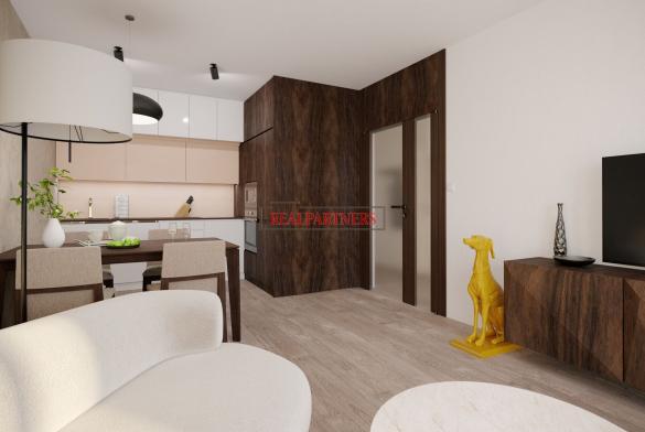 Novostavba bytu 2+kk o ploše 60,2 m² + 4,8 m² balkón ve výstavbě u Roztylského náměstí.